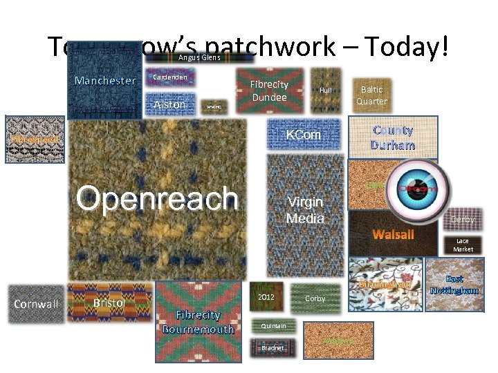 Tomorrow’s patchwork – Today! Angus Glens Manchester Cardenden Alston Fibrecity Dundee Hull WWHC County