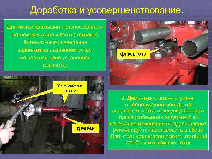 Доработка и усовершенствование. § 1. Для четкой фиксации приспособления на ложном устье и на