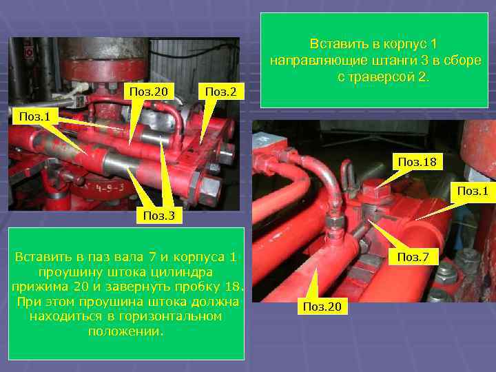 Поз. 20 Поз. 2 Вставить в корпус 1 направляющие штанги 3 в сборе с