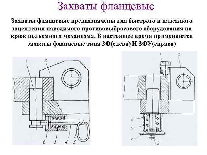 Захваты фланцевые предназначены для быстрого и надежного зацепления наводимого противовыбросового оборудования на крюк подъемного