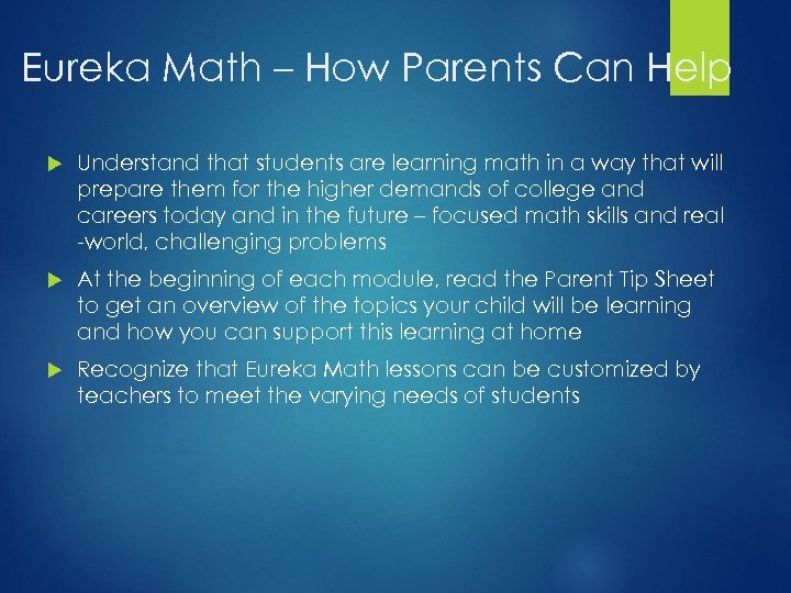 Eureka Math – How Parents Can Help Understand that students are learning math in