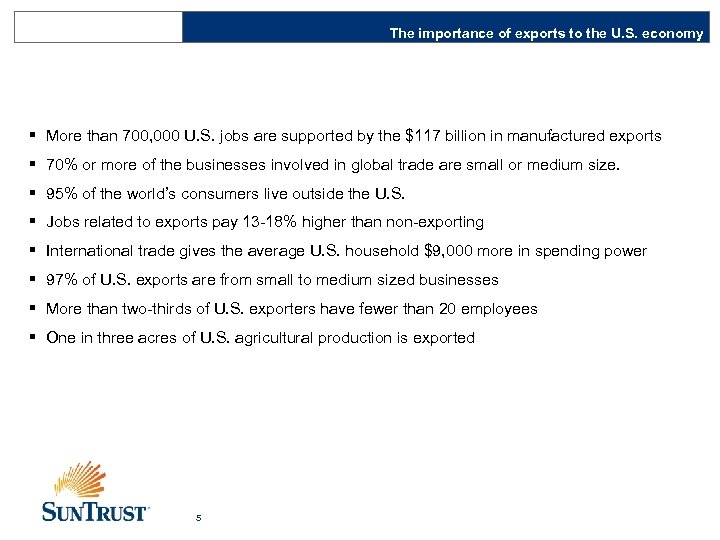 The importance of exports to the U. S. economy Trade’s Impact on Small/Medium U.