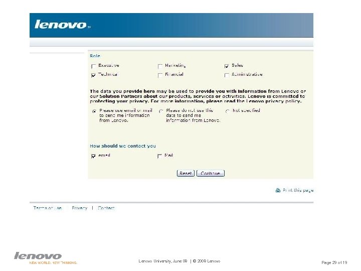 Lenovo University, June 08 | © 2008 Lenovo Page 29 of 19 