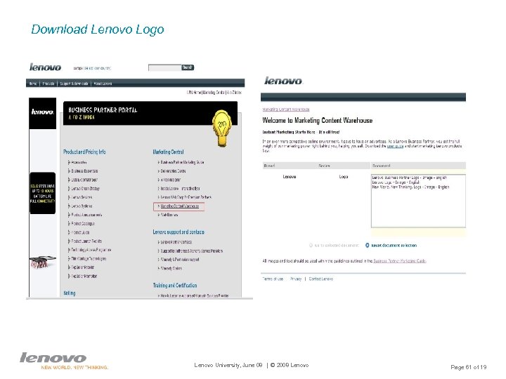 Download Lenovo Logo Lenovo University, June 08 | © 2008 Lenovo Page 61 of