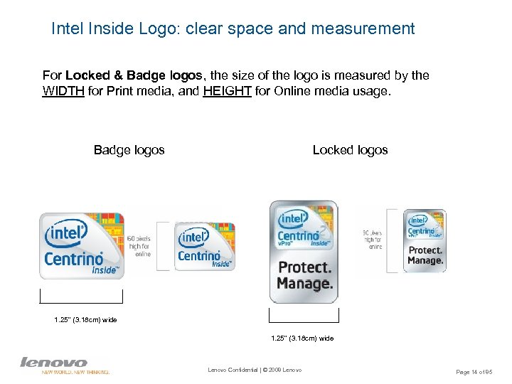 Intel Inside Logo: clear space and measurement For Locked & Badge logos, the size