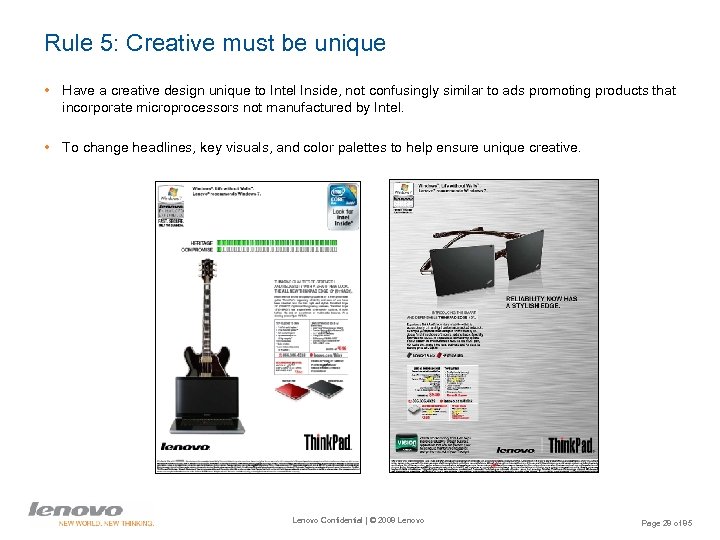 Rule 5: Creative must be unique • Have a creative design unique to Intel