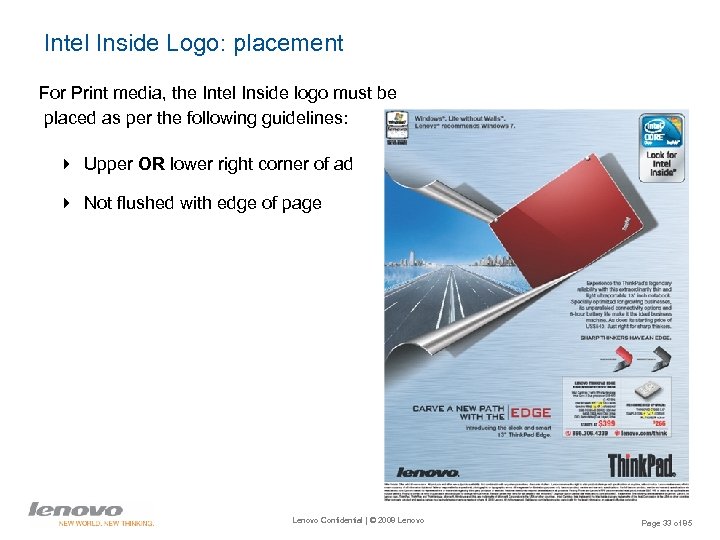 Intel Inside Logo: placement For Print media, the Intel Inside logo must be placed