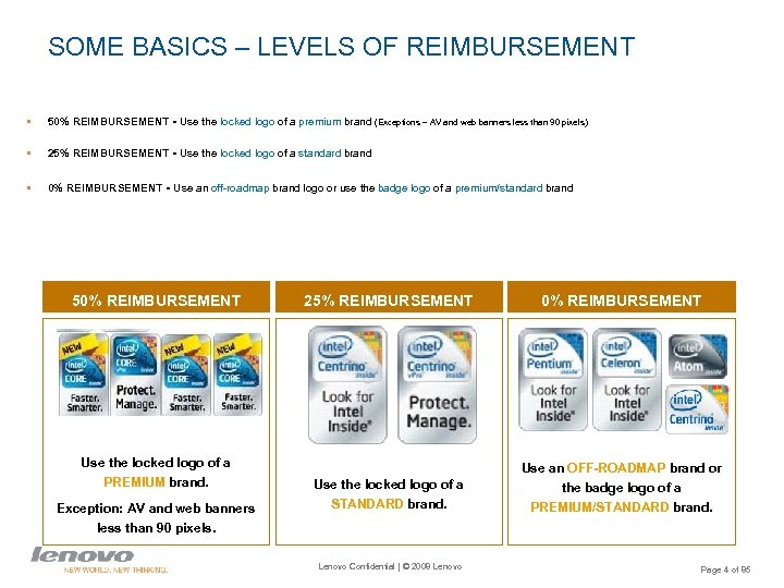 SOME BASICS – LEVELS OF REIMBURSEMENT • 50% REIMBURSEMENT - Use the locked logo