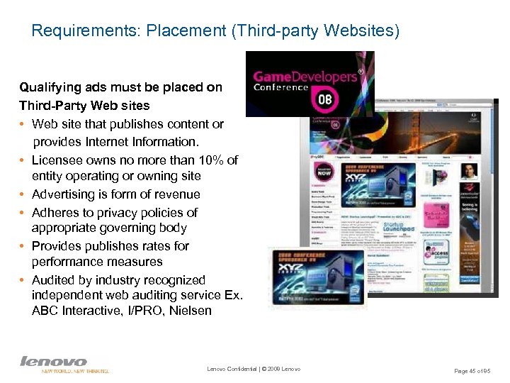 Requirements: Placement (Third-party Websites) Qualifying ads must be placed on Third-Party Web sites •