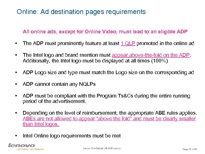 Online: Ad destination pages requirements All online ads, except for Online Video, must lead