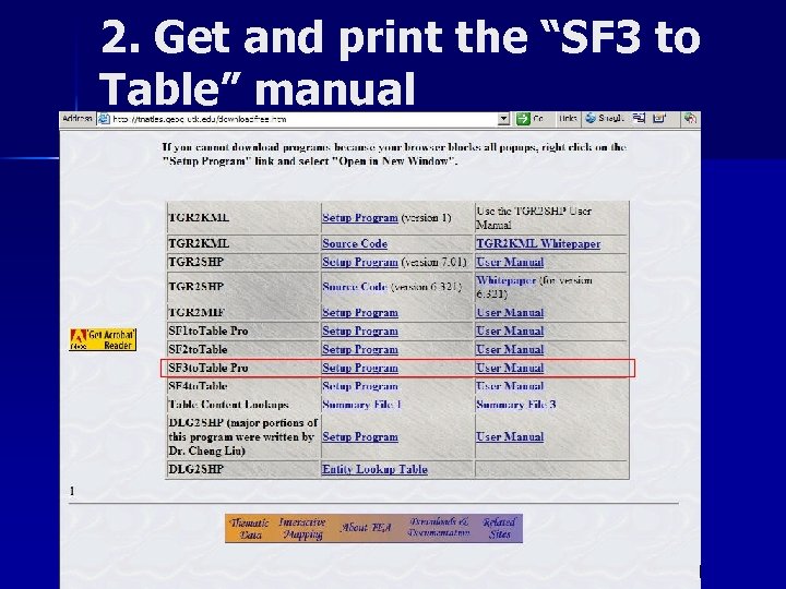 2. Get and print the “SF 3 to Table” manual 