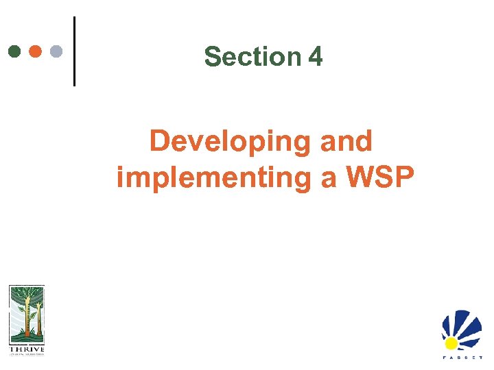 Section 4 Developing and implementing a WSP 