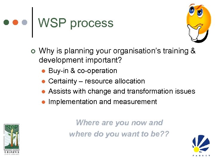 WSP process ¢ Why is planning your organisation’s training & development important? l l