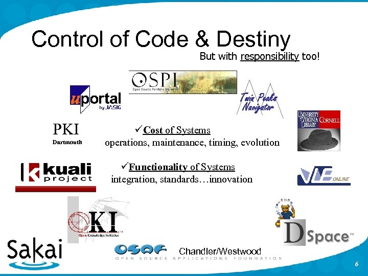 Control of Code & Destiny But with responsibility too! Twin Peaks Navigator PKI Dartmouth