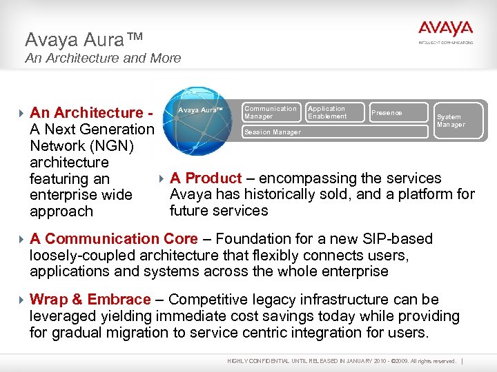 Avaya Aura™ An Architecture and More 4 An Architecture - Avaya Aura™ Communication Manager