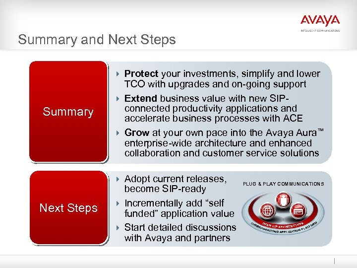 Summary and Next Steps 4 Protect your investments, simplify and lower Summary TCO with