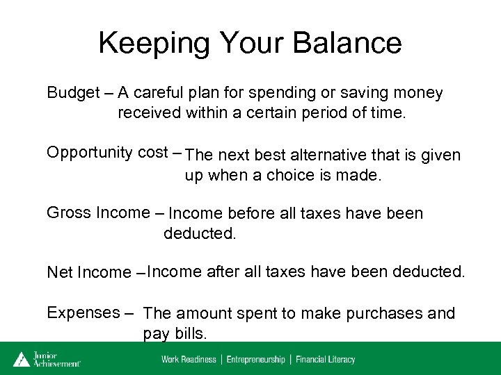 Keeping Your Balance Budget – A careful plan for spending or saving money received