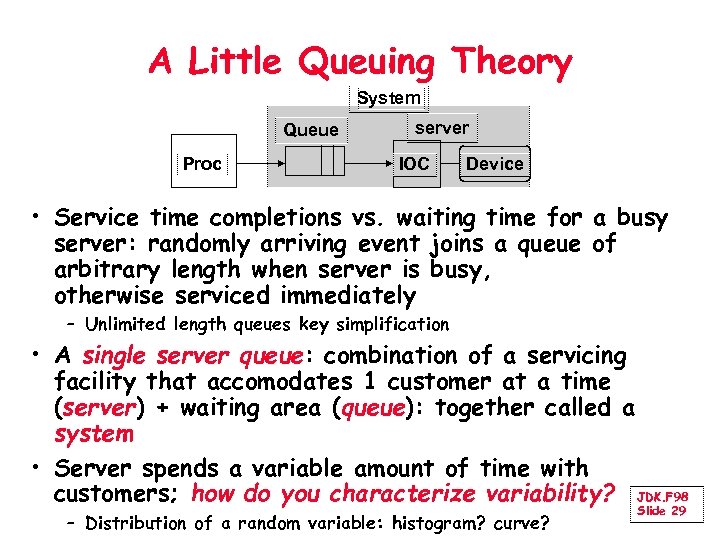 A Little Queuing Theory System Queue Proc server IOC Device • Service time completions