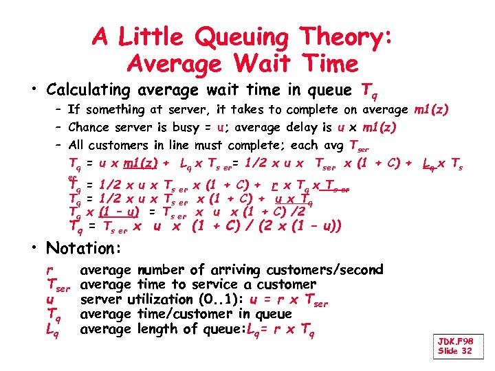 A Little Queuing Theory: Average Wait Time • Calculating average wait time in queue