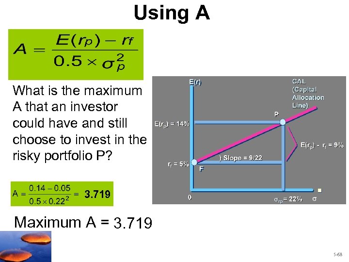 Using A What is the maximum A that an investor could have and still