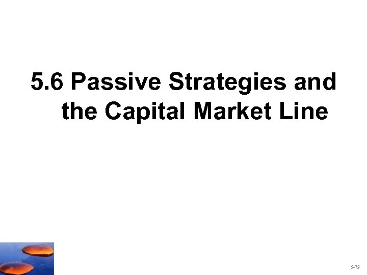 5. 6 Passive Strategies and the Capital Market Line 5 -73 