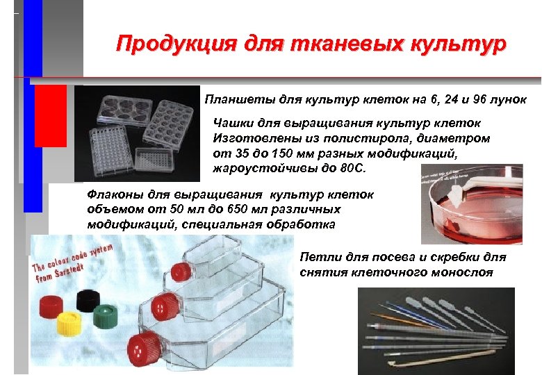 Продукция для тканевых культур Планшеты для культур клеток на 6, 24 и 96 лунок