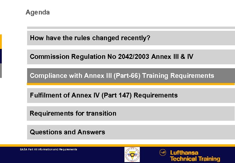 Agenda How have the rules changed recently? Commission Regulation No 2042/2003 Annex III &