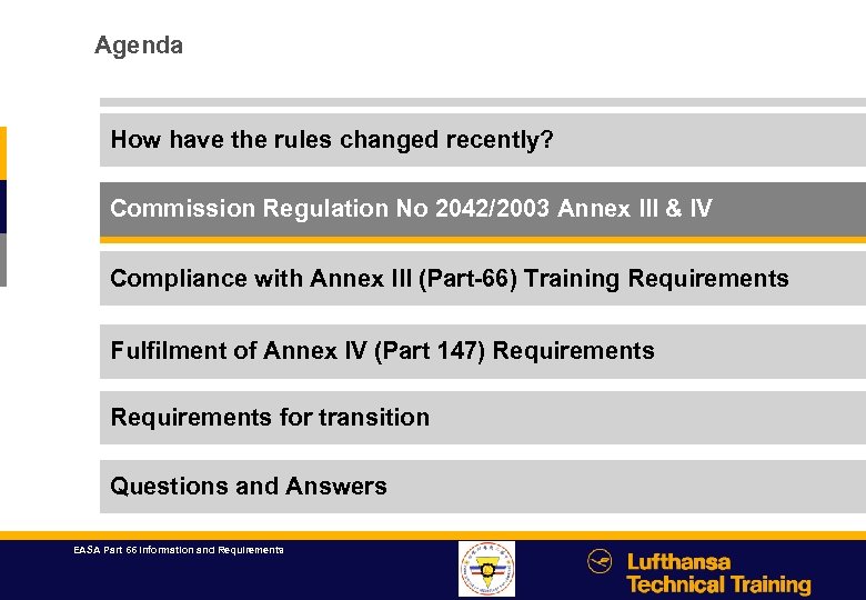 Agenda How have the rules changed recently? Commission Regulation No 2042/2003 Annex III &