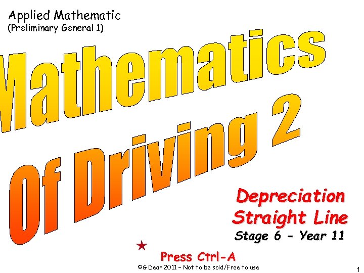 Applied Mathematic (Preliminary General 1) Depreciation Straight Line Stage 6 - Year 11 Press