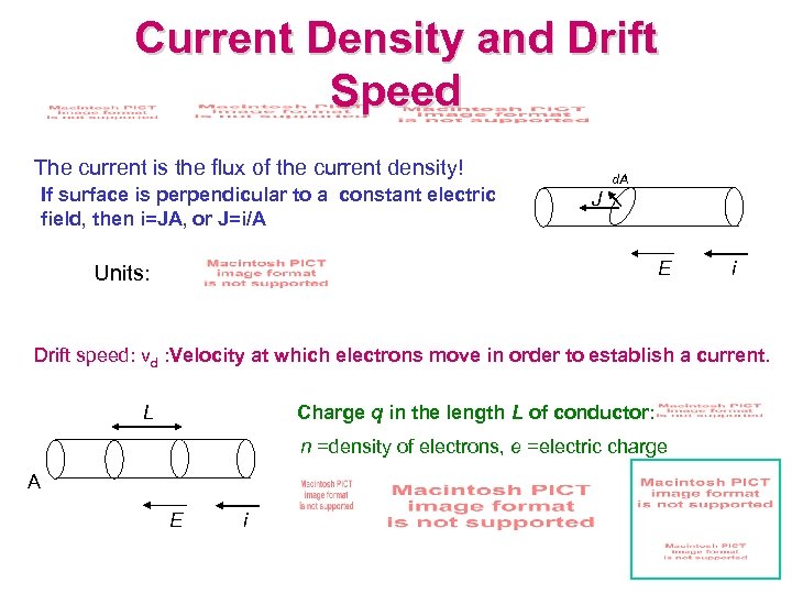 Current Density and Drift Speed The current is the flux of the current density!