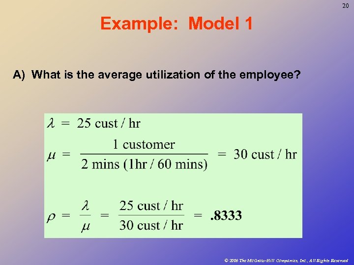 20 Example: Model 1 A) What is the average utilization of the employee? ©