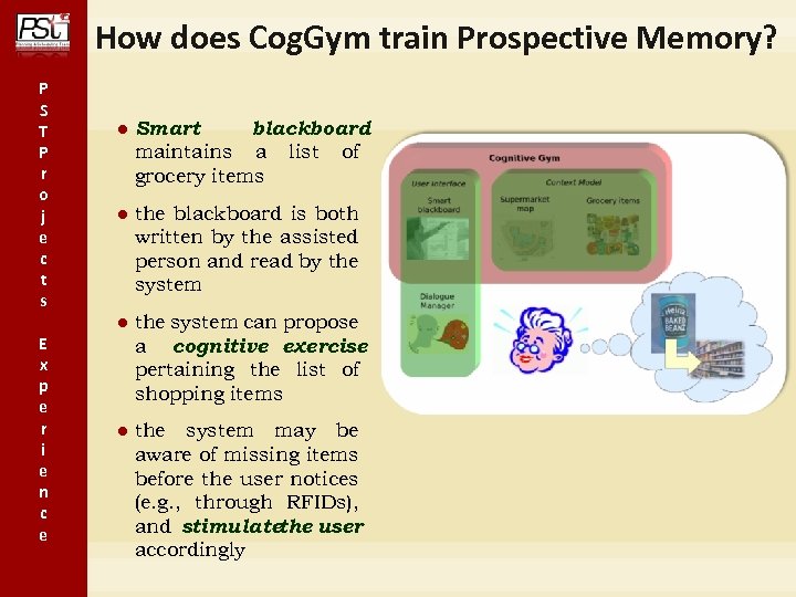 How does Cog. Gym train Prospective Memory? P S T P r o j