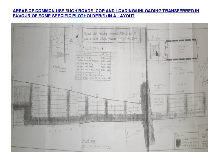 AREAS OF COMMON USE SUCH ROADS, COP AND LOADING/UNLOADING TRANSFERRED IN FAVOUR OF SOME