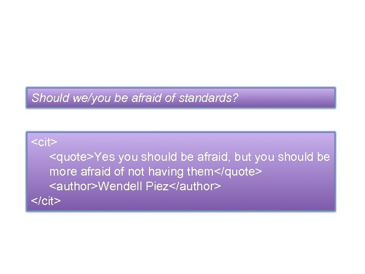 Should we/you be afraid of standards? <cit> <quote>Yes you should be afraid, but you