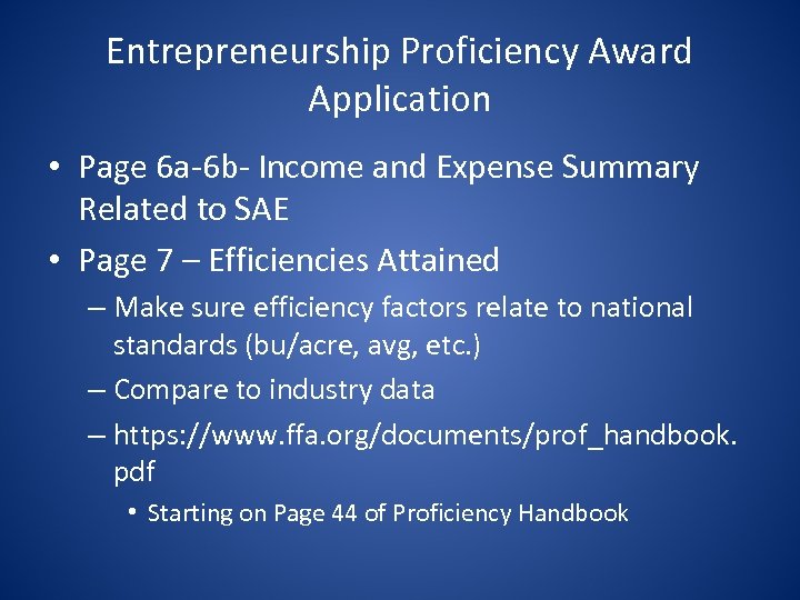 Entrepreneurship Proficiency Award Application • Page 6 a-6 b- Income and Expense Summary Related