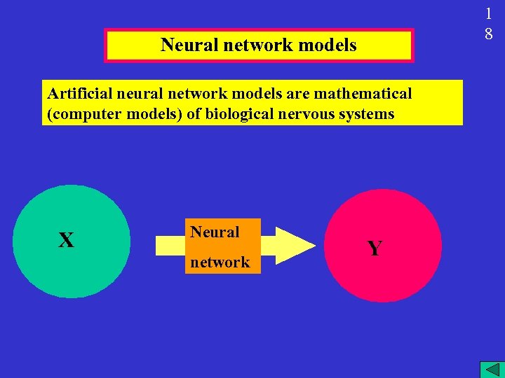 1 8 Neural network models Artificial neural network models are mathematical (computer models) of