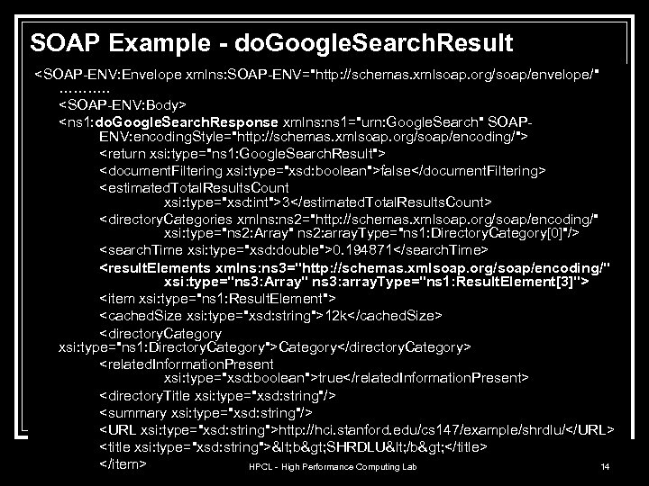 SOAP Example - do. Google. Search. Result <SOAP-ENV: Envelope xmlns: SOAP-ENV=