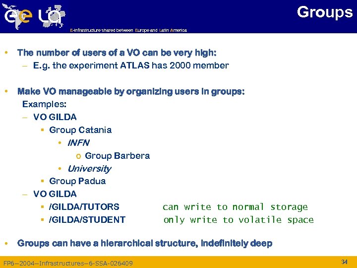 Groups E-infrastructure shared between Europe and Latin America • The number of users of