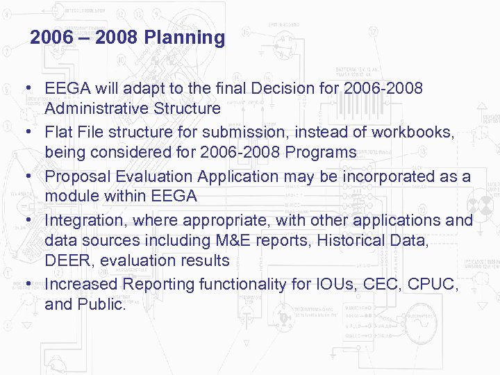2006 – 2008 Planning • EEGA will adapt to the final Decision for 2006