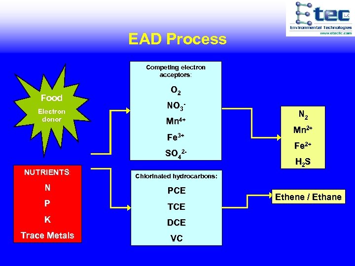 EAD Process Competing electron acceptors: Food Electron donor O 2 NO 3 Mn 4+