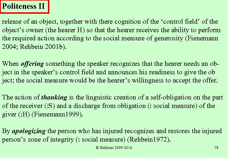 Politeness II release of an object, together with there cognition of the ‘control field’