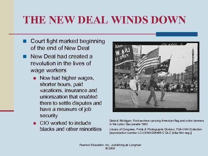 THE NEW DEAL WINDS DOWN n Court fight marked beginning of the end of