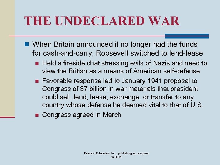 THE UNDECLARED WAR n When Britain announced it no longer had the funds for