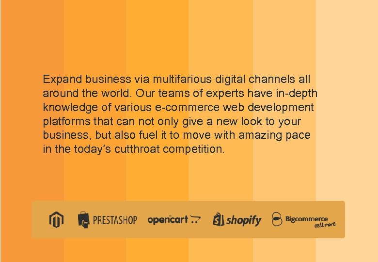 Expand business via multifarious digital channels all around the world. Our teams of experts