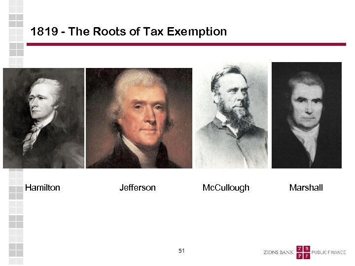 1819 - The Roots of Tax Exemption Hamilton Jefferson Mc. Cullough 51 Marshall 