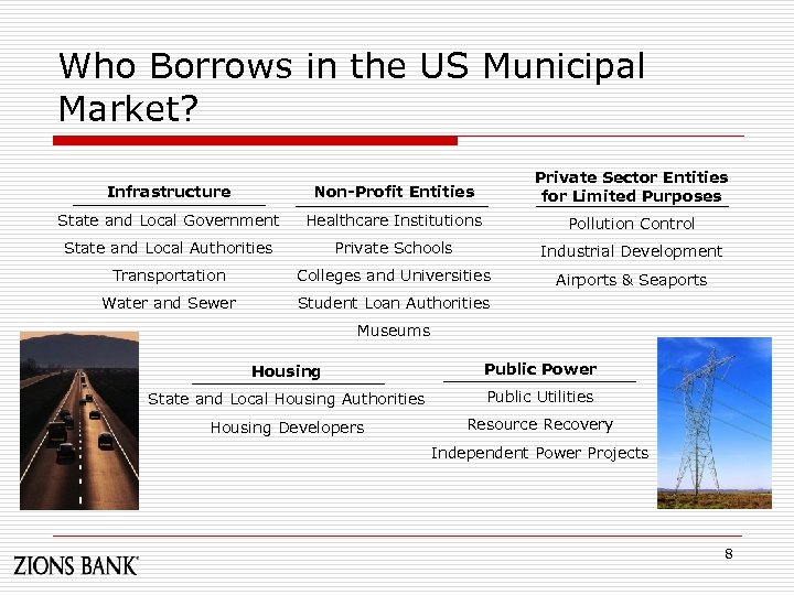 Who Borrows in the US Municipal Market? Infrastructure Non-Profit Entities Private Sector Entities for