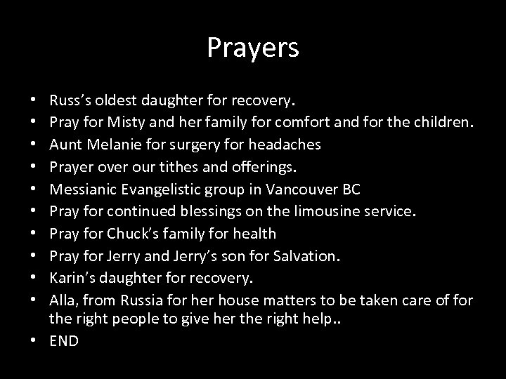 Prayers Russ’s oldest daughter for recovery. Pray for Misty and her family for comfort