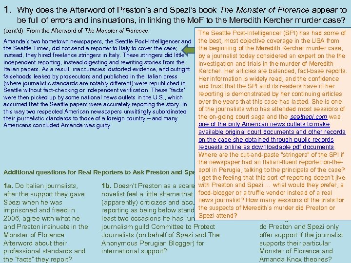 1. Why does the Afterword of Preston’s and Spezi’s book The Monster of Florence