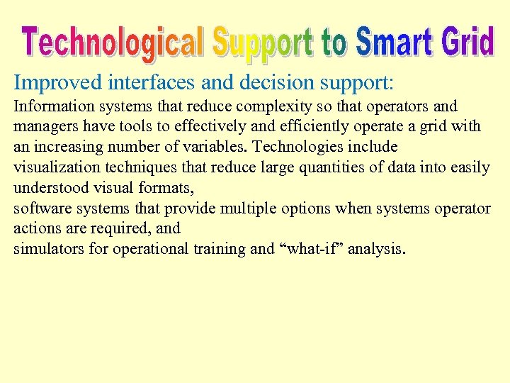 Improved interfaces and decision support: Information systems that reduce complexity so that operators and