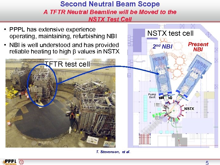 Second Neutral Beam Scope A TFTR Neutral Beamline will be Moved to the NSTX